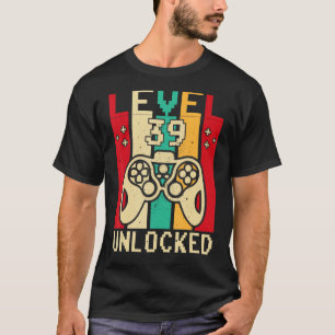 39th Gamer Boy Saying Vintage Level 39 Unlocked Ga T-Shirt