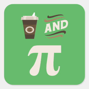 3.14 Coffee And Pie Pi Pun Funny Math Joke Square Sticker