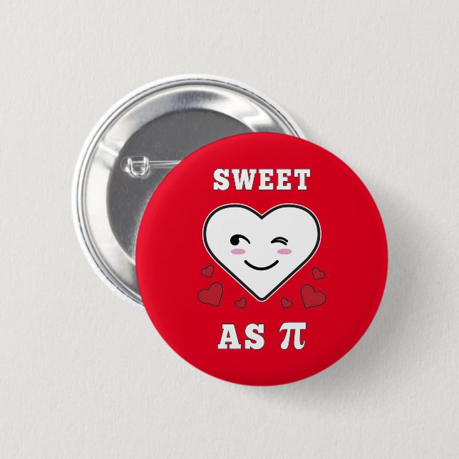 3.14 Heart Sweet As Pi Funny Math Joke 6 Cm Round Badge (Front & Back)