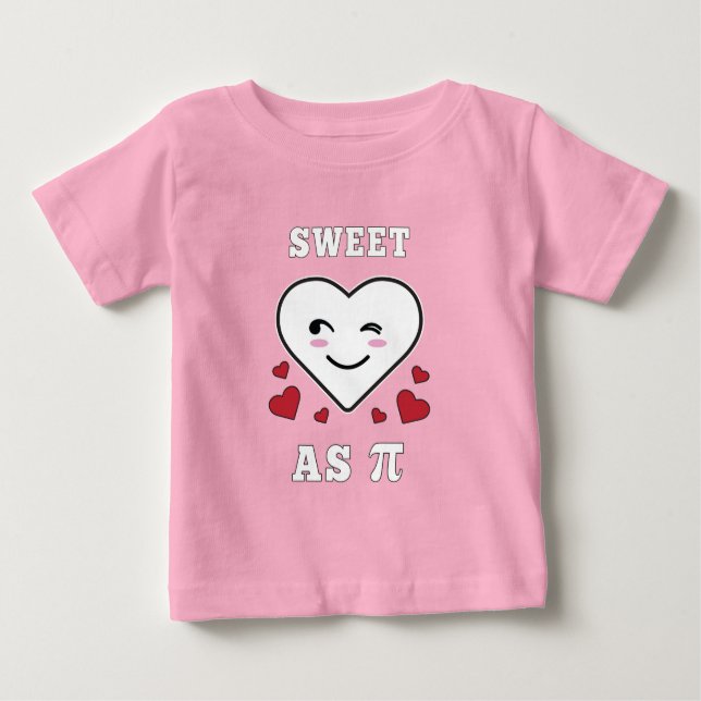 3.14 Heart Sweet As Pi Funny Math Joke Baby T-Shirt (Front)