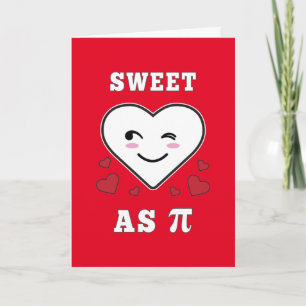 3.14 Heart Sweet As Pi Funny Math Joke Card