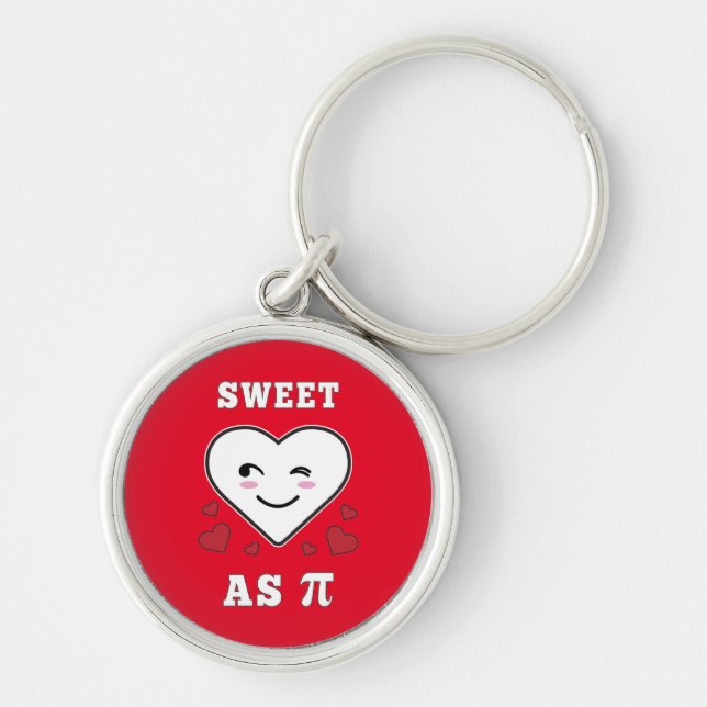 3.14 Heart Sweet As Pi Funny Math Joke Key Ring (Front)