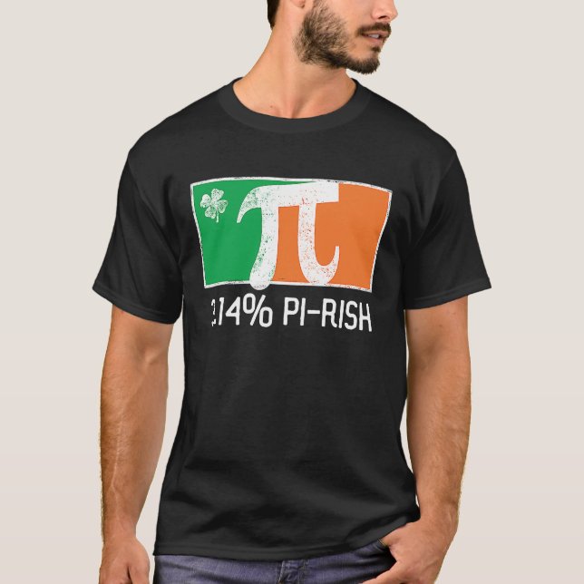 3 14 Pi Rish St Patrick's Day Irish Flag C Distres T-Shirt (Front)