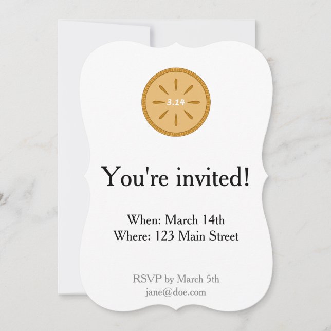 3.14 Pie with Pi Crust Invitation (Front)