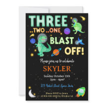 3 2 1 Blast Off Dinosaur Space 3rd Birthday