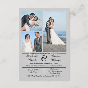 3/4 Photos Vertical Grey- 3x5 Wedding Announcement