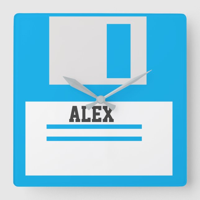 3.5 inch Floppy Discs with Label for Geek Nerds Square Wall Clock (Front)