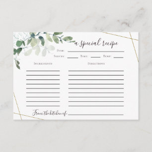 3.5"x5" Eucalyptus Bridal Shower Recipe Card