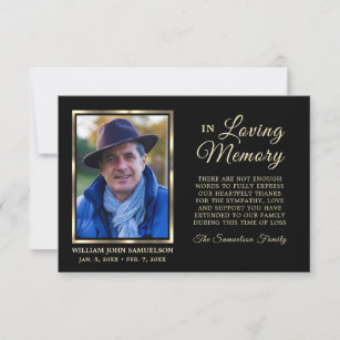 3.5"x5" Sympathy Funeral Memory THANK YOU Photo
