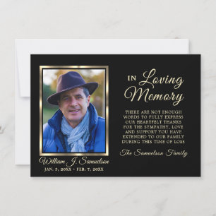 3.5"x5" Sympathy Funeral Memory THANK YOU Photo Card