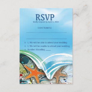 3.5" x 5" Beach Starfish Couple RSVP Wedding Card