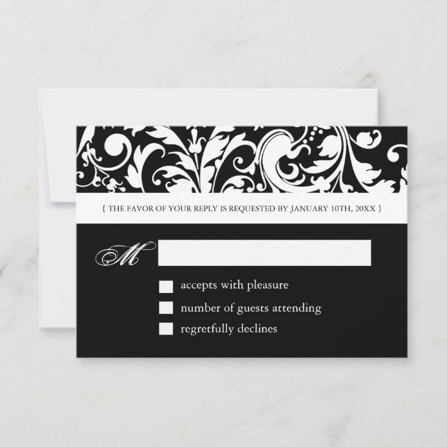 3.5 x 5 - Black and White Reply Cards - RSVP (Front)