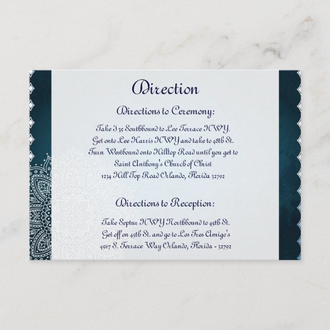 3.5 x 5 Direction Card Deep Moroccan Blue (Front)