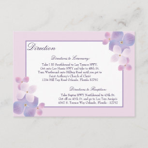 3.5 x 5 Direction Card Hydrangea - Purple