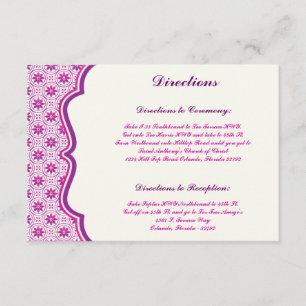 3.5 x 5 Direction Card Magenta Purple Formal Flowe