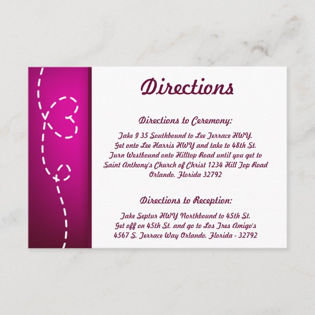 3.5 x 5 Direction Card Paper Plane Purple BG (Front)