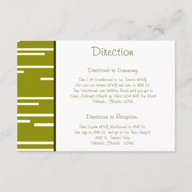 3.5 x 5 Direction Card Pear Tree White Stripes (Front)