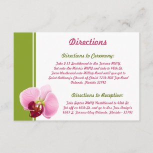 3.5 x 5 Direction Card Pink Orchid Long Stem Flowe