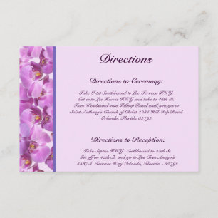 3.5 x 5 Direction Card Purple Orchids on Stem