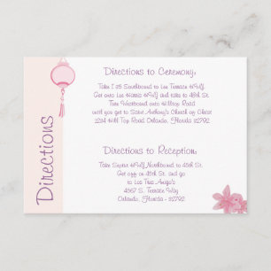 3.5 x 5 Direction Card Purple Pink Lantern/Flowers