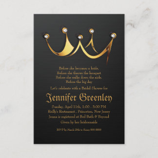 3.5" x 5" Gold Royal Queen Crown Bridal Shower Invitation