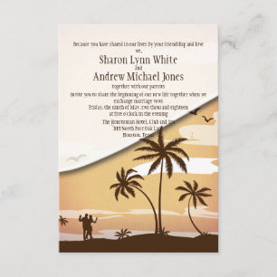 3.5" x 5" Hawaiian Beach Palm Tree Wedding Invitation