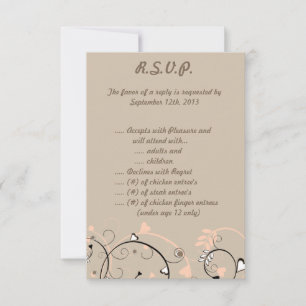 3.5 x 5 R.S.V.P Light Coral Pink/Brown Invitation