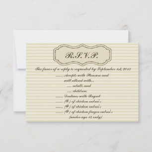 3.5 x 5 R.S.V.P Reply Card Birdcage/Grey Stripes