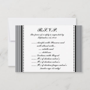 3.5 x 5 R.S.V.P Reply Card Black Olive Grey Stripe