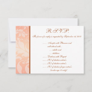 3.5 x 5 R.S.V.P Reply Card Brown Rose on Pink Flor