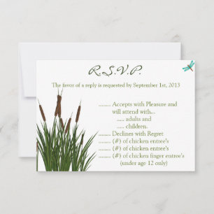 3.5 x 5 R.S.V.P Reply Card Cattail/Dragonfly in Co