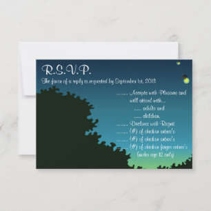 3.5 x 5 R.S.V.P Reply Card Fireflies and Mason Jar