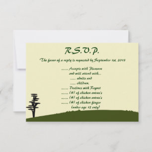 3.5 x 5 R.S.V.P Reply Card Japanese Green Hill Top