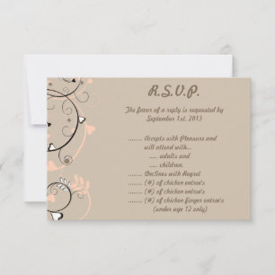 3.5 x 5 R.S.V.P Reply Card Light Coral Pink/Brown