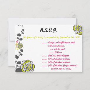 3.5 x 5 R.S.V.P Reply Card Lime Green/Hot Pink Flo