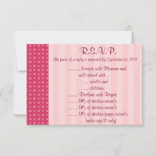 3.5 x 5 R.S.V.P Reply Card Love Birds Pink Stripes