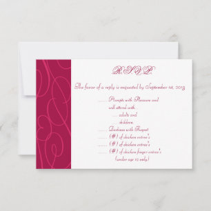 3.5 x 5 R.S.V.P Reply Card Raspberry Pink Loops/Sw
