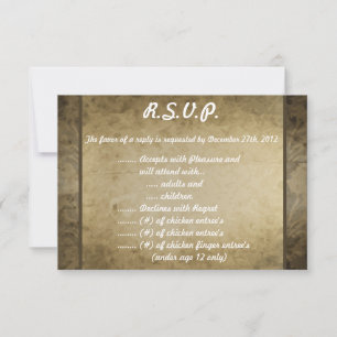 3.5 x 5 R.S.V.P Reply Card Vintage Brown Damask