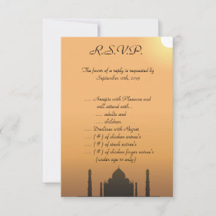 3.5 x 5 R.S.V.P Taj Mahal Sunset Orang Invitation