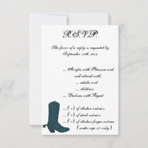3.5 x 5 R.S.V.P Western Blue Cowboy Bo Invitation