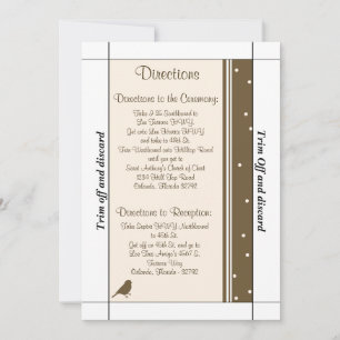 3.5 x 7 Directions Birds on Brown Polk Invitation