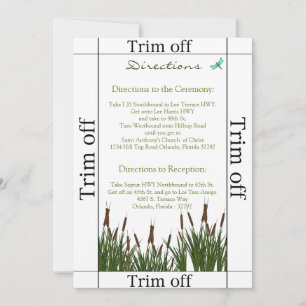 3.5 x 7 Directions Cattail/Dragonfly i Invitation