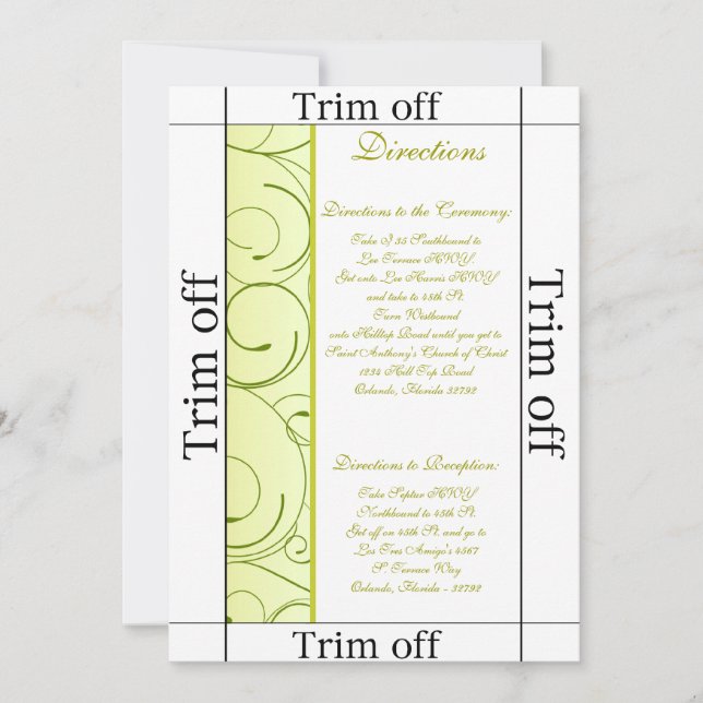 3.5 x 7 Directions Lime Green Pear Swi Invitation (Front)