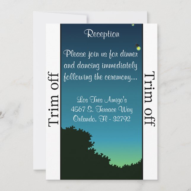3.5 x 7 Reception Fireflies and Mason Invitation (Front)