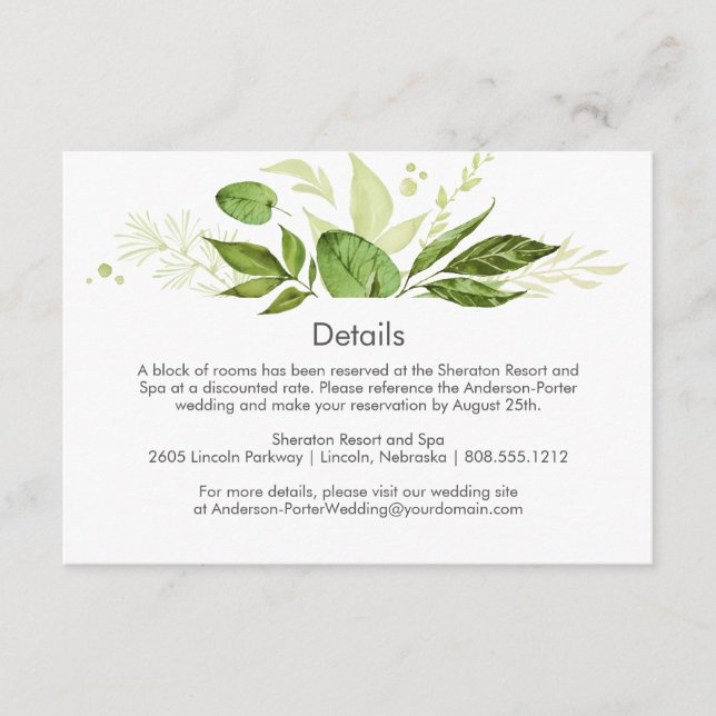 3.5x5 Botanical Rustic Greenery Enclosure Cards (Front)