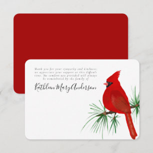 3.5x5 Cardinal Funeral Memorial Thank You Card