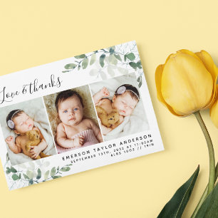 3.5x5 Eucalyptus Photo Baby Thank You Card