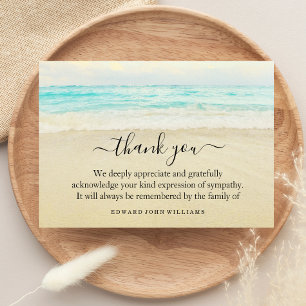 3.5x5 Funeral Thank You Note Grief Beach Ocean