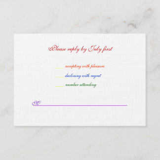 3.5x5 Gay Wedding Rainbow LGBT Pride Linen RSVP Card