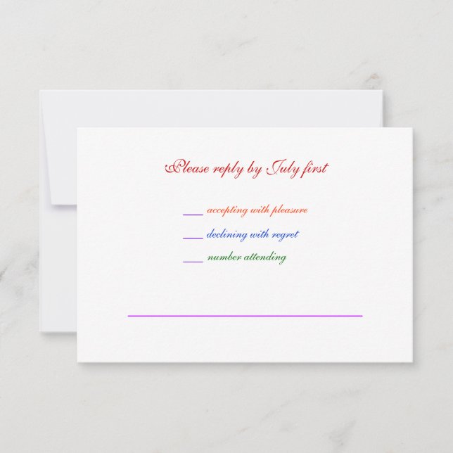 3.5x5 Gay Wedding Rainbow LGBT Pride RSVP Basic Card (Front)